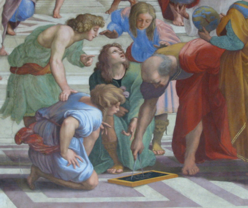 Euclides, representação renascentista tradicionalmente associada a Euclides ou Arquimedes.