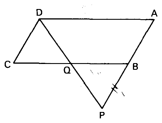 Paralelogramo com o triângulo BPQ.