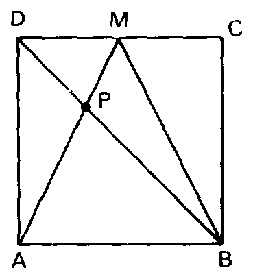 Retângulo ABCD com o triângulo equilátero ABM e o ponto P.
