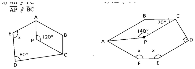 Pentágono e hexágono com bissetrizes AP e CP.