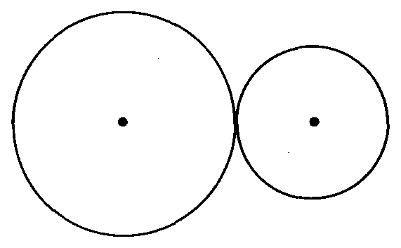 Duas circunferências tangentes externamente.
