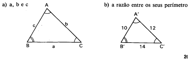 Dois triângulos semelhantes ABC e A'B'C'.