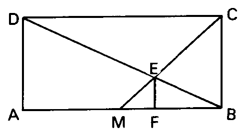 Retângulo ABCD com a diagonal BD e o segmento CM.