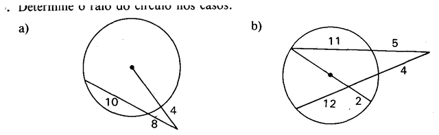 Duas circunferências com secantes.