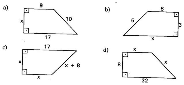 Quatro trapézios retângulos.