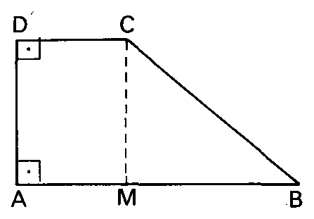 Trapézio retângulo ABCD com a altura CM.