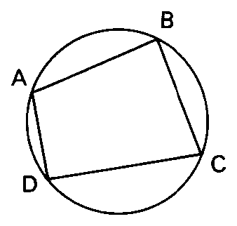 Quadrilátero ABCD inscrito numa circunferência.
