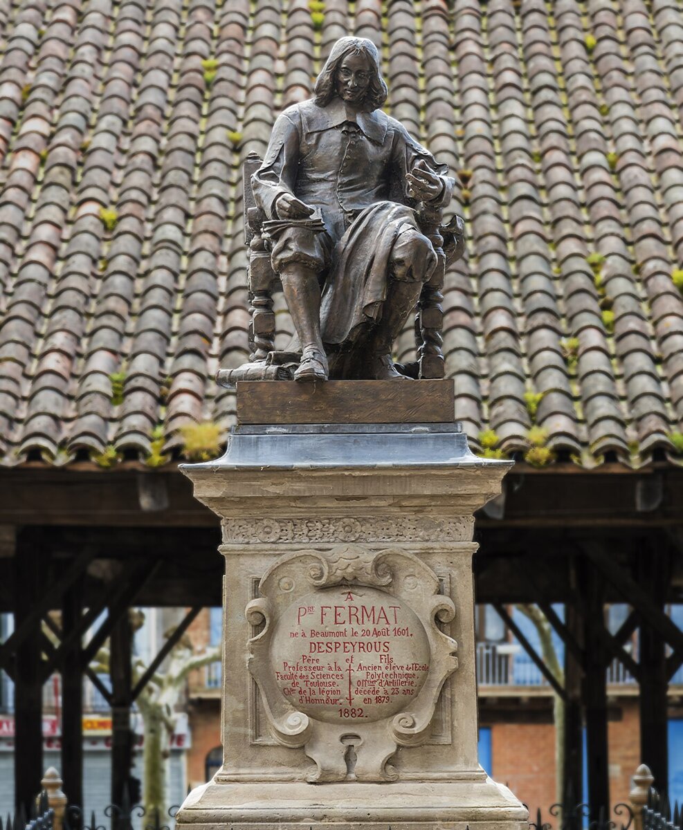 O monumento a Fermat em Beaumont-de-Lomagne, a cidade onde ele nasceu, obra do escultor Alexandre Falguière.