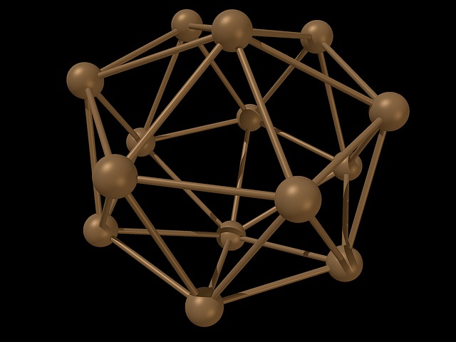 Anéis hexagonais em moléculas.