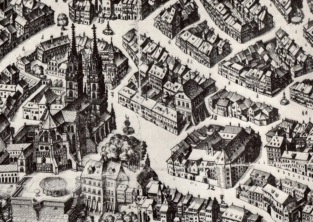 Basileia em 1615, numa gravura de Matthäus Merian: a cidade onde Euler nasceu e estudou.