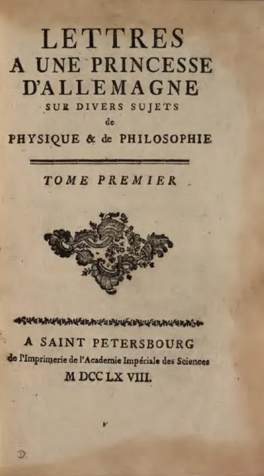 *Cartas a uma princesa da Alemanha*, edição de 1768.
