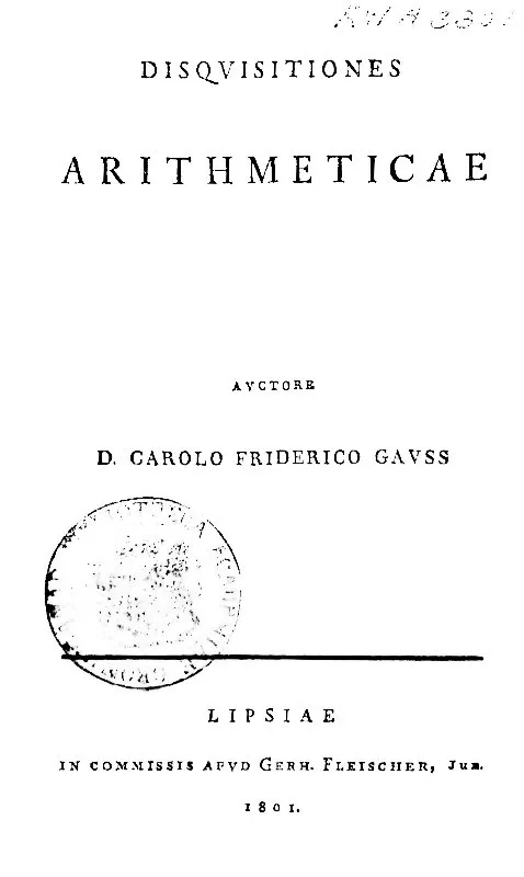 Página de rosto das *Disquisitiones Arithmeticae* (Leipzig, 1801).