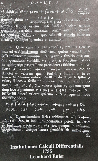 Página das *Institutiones Calculi Differentialis* (1755), onde Euler organizou o cálculo diferencial.